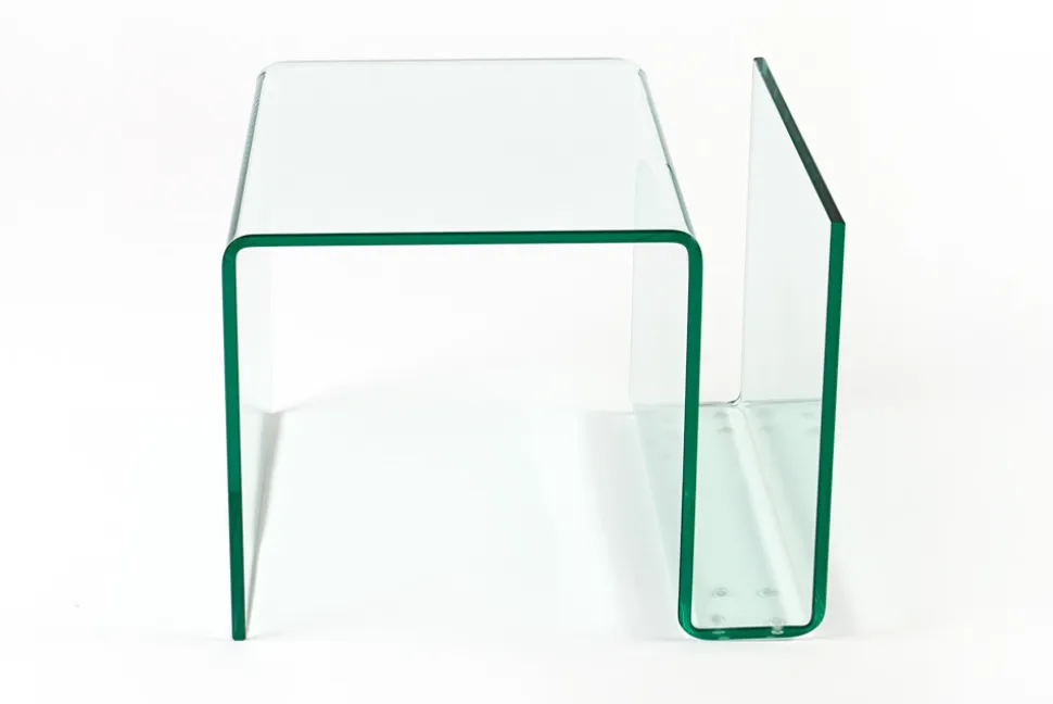 Extravaganter Glas Couchtisch FANTOME 50cm Beistelltisch mit Ablage für Magazine transparent