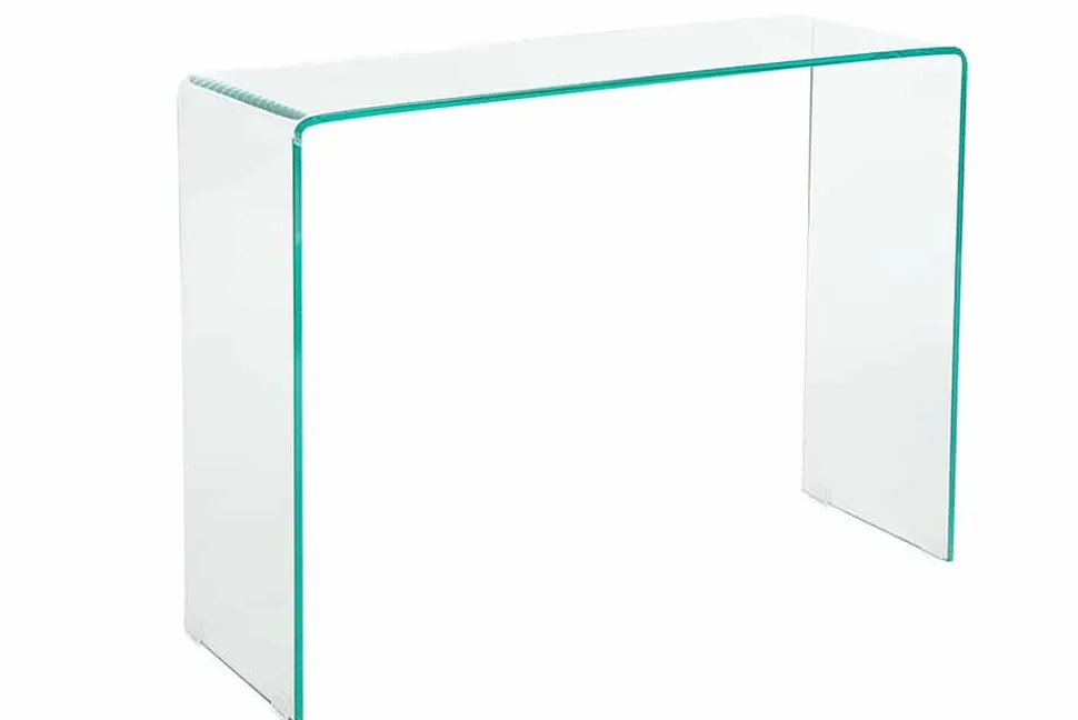 Extravaganter Glas Konsolentisch FANTOME 100cm transparent Schreibtisch Ganzglastisch