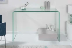 Extravaganter Glas Konsolentisch FANTOME 100cm transparent Schreibtisch Ganzglastisch