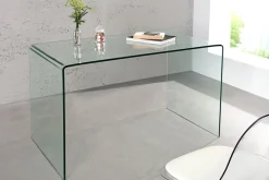 Extravaganter Glas Schreibtisch FANTOME 120cm transparent Esstisch Ganzglastisch