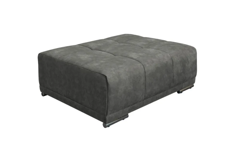 Extravaganter Hocker ELEGANCIA 110cm grau mit Ziersteppung