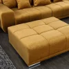 Extravaganter Hocker ELEGANCIA 110cm senfgelb Vogue Velours Samt mit Ziersteppung