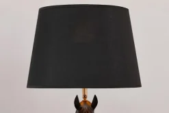 Extravagante Tischlampe BLACK BEAUTY 75cm schwarz gold Pferde-Skulptur