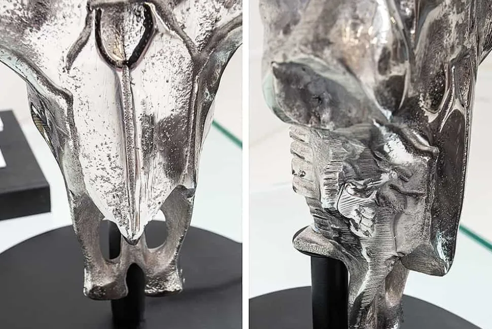 Extravagante Tischlampe EL TORO 68cm schwarz Stierkopf Tischleuchte