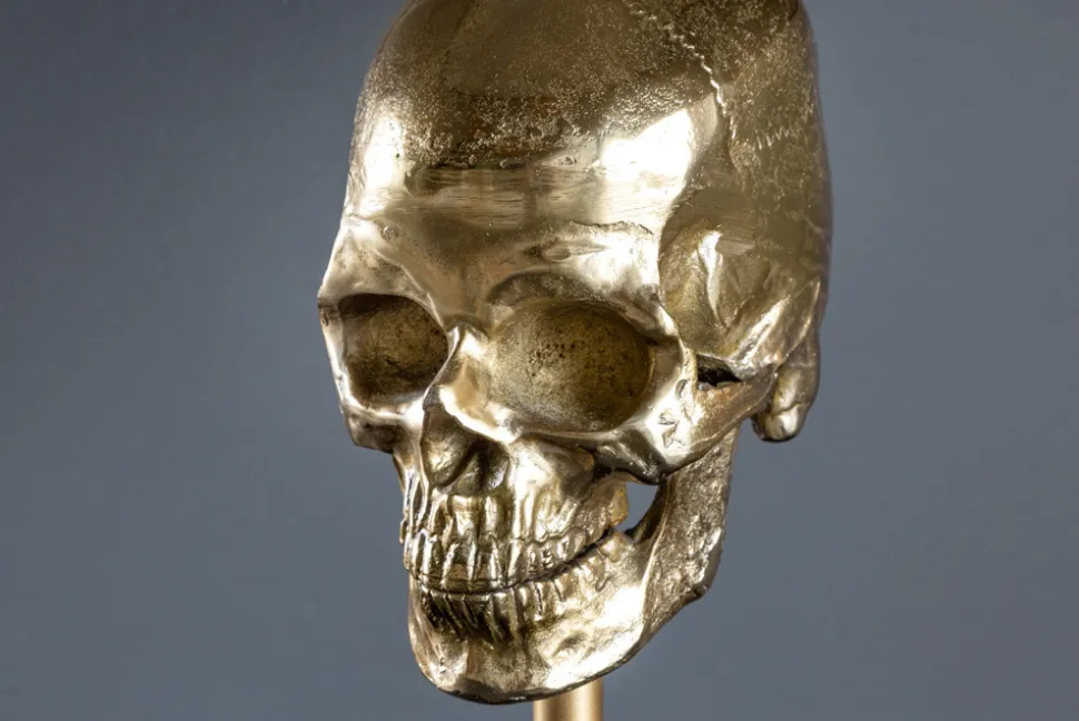 Extravagante Tischlampe SKULL 56cm schwarz gold Metall Totenkopf Skulptur Leuchte