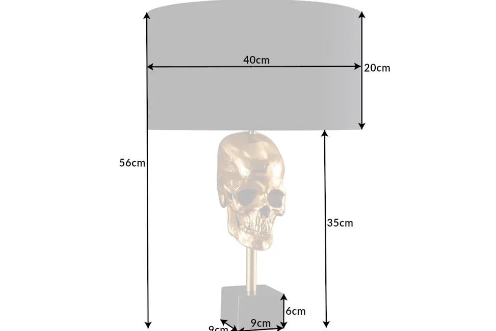 Extravagante Tischlampe SKULL 56cm schwarz gold Metall Totenkopf Skulptur Leuchte