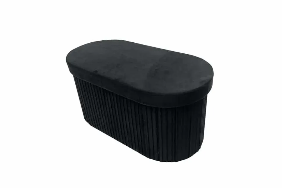 Faltbare Polsterbank ÉLAN 80cm schwarz Samt Sitzbank mit Stauraum