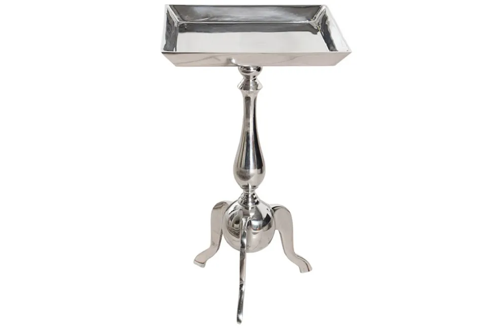 Filigraner Beistelltisch TRAYFUL 55cm silber Aluminium Tablett-Tisch