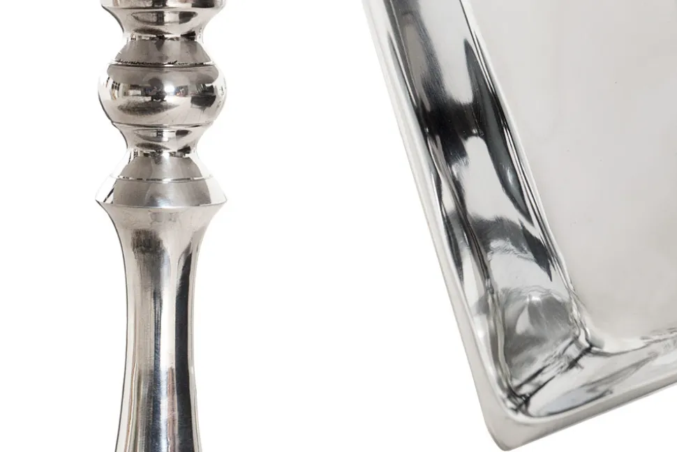 Filigraner Beistelltisch TRAYFUL 55cm silber Aluminium Tablett-Tisch