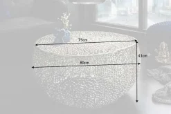 Filigraner Design Couchtisch ABSTRACT LEAF 80cm silber Handarbeit