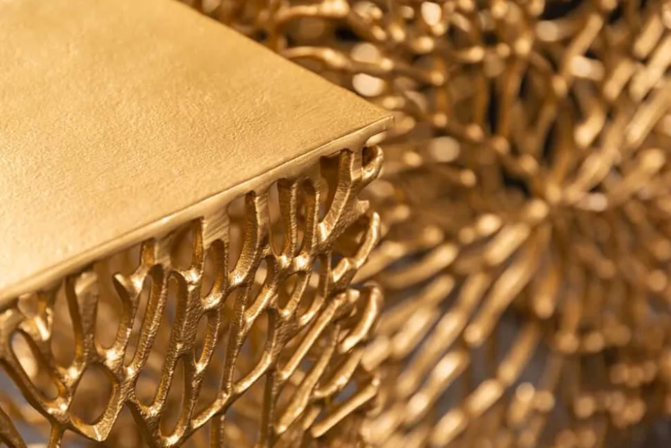 Filigranes Beistelltisch 2er Set ABSTRACT LEAF 45cm gold Handarbeit
