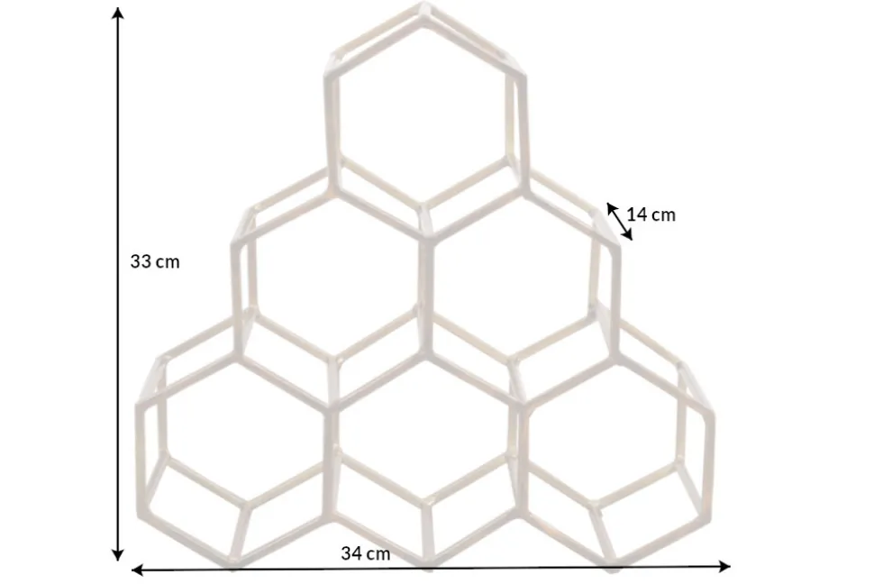 Filigranes Design Weinregal HONEYCOMB 35cm gold Metall Handarbeit