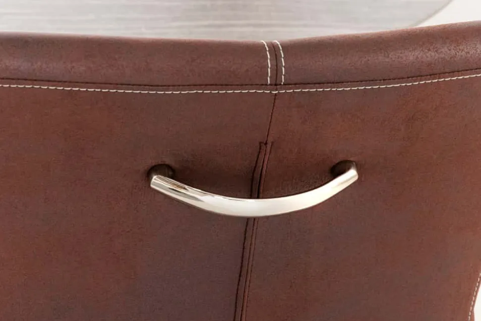 Freischwinger Stuhl SAMSON dark coffee mit Armlehne und Edelstahlrahmen
