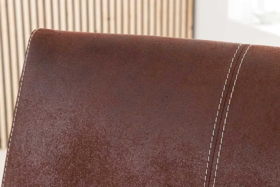 Freischwinger Stuhl SAMSON dark coffee mit Armlehne und Edelstahlrahmen