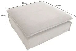 Großer Sitzhocker HEAVEN 100cm grün Cord Sofahocker abnehmbarer Bezug