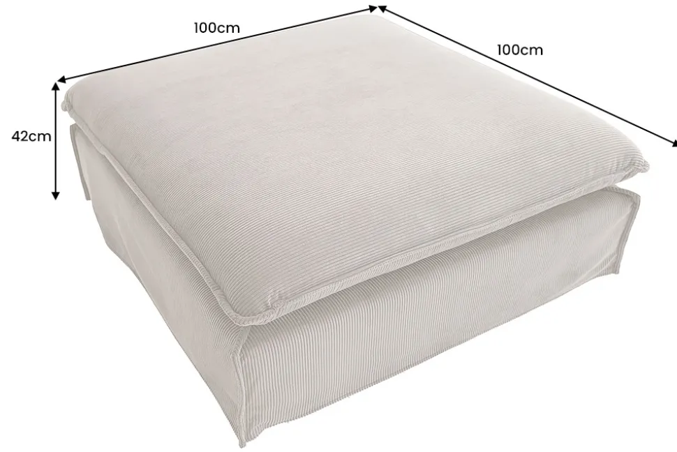 Großer Sitzhocker HEAVEN 100cm grün Cord Sofahocker abnehmbarer Bezug