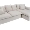 Großes Ecksofa HEAVEN 255cm natur beige Leinenstoff Federkern inkl. Kissen