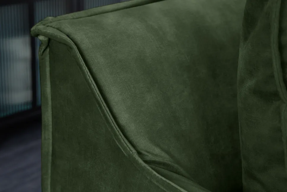 Großes 3-Sitzer Sofa HEAVEN 200cm dunkelgrün Samt Federkern waschbarer Bezug Hussensofa Couch