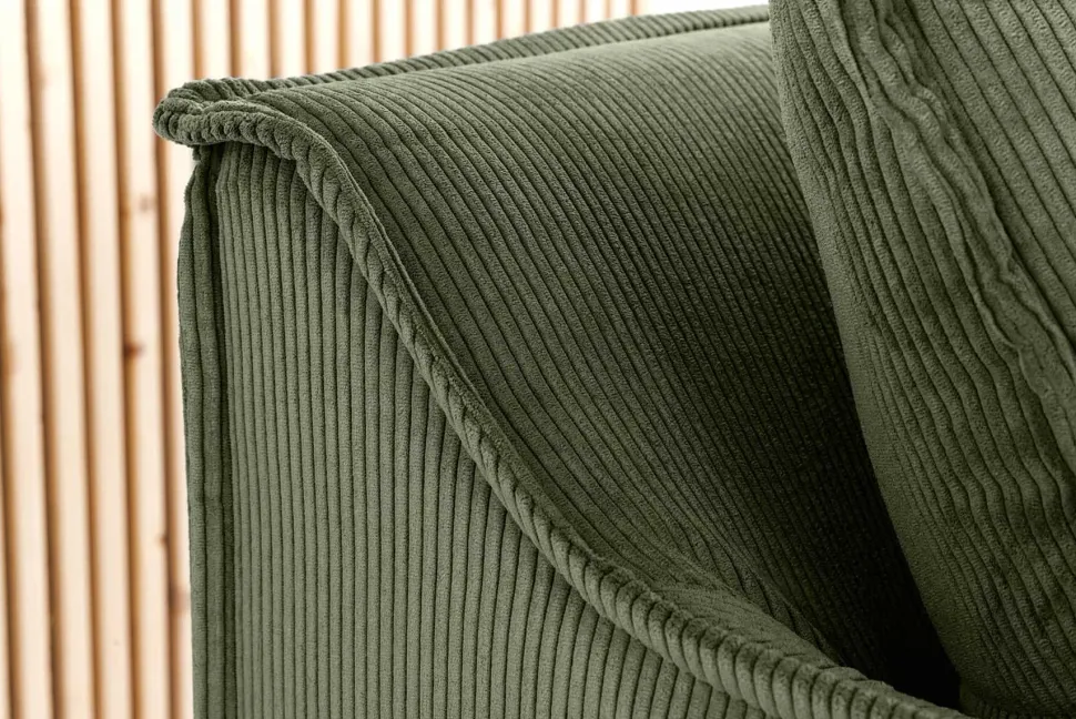 Großes 3-Sitzer Sofa HEAVEN 200cm grün Cord Federkern Hussensofa