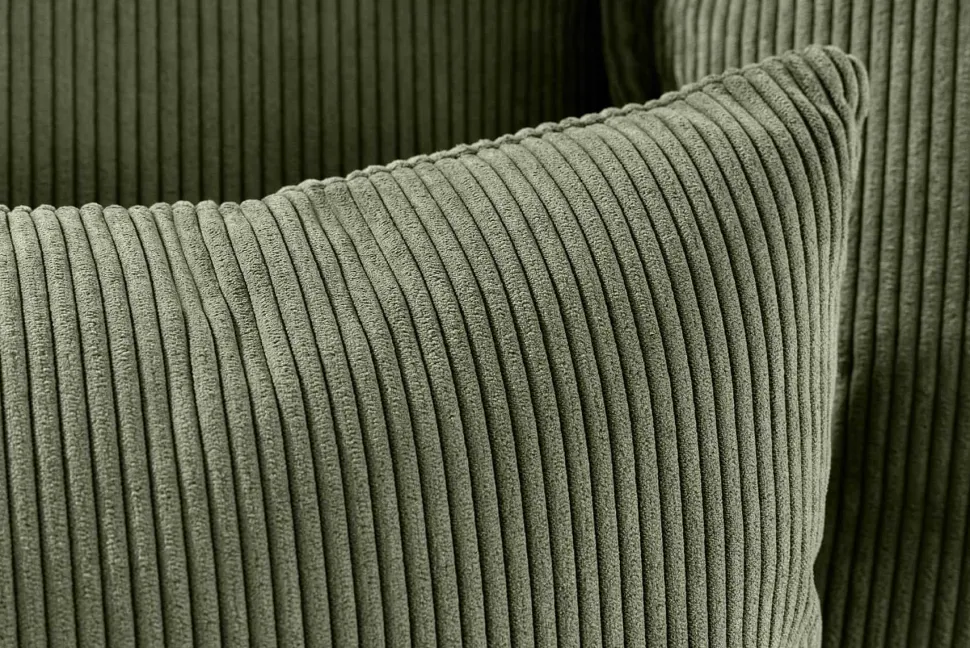 Großes 3-Sitzer Sofa HEAVEN 200cm grün Cord Federkern Hussensofa