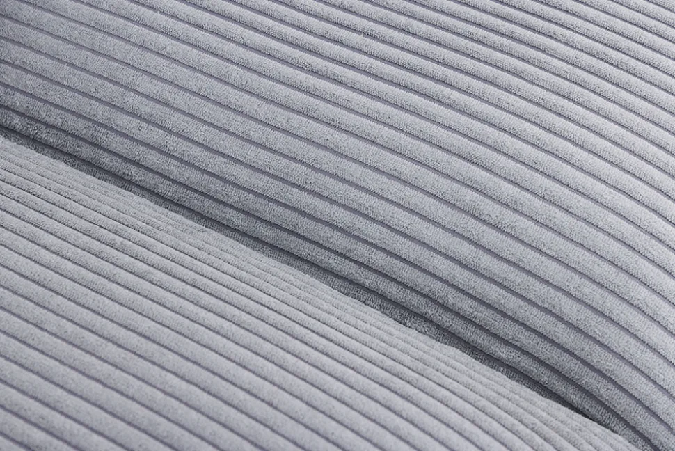 Großes 3-Sitzer Sofa HEAVEN 200cm hellgrau Cord Federkern Hussensofa abnehmbarer Bezug