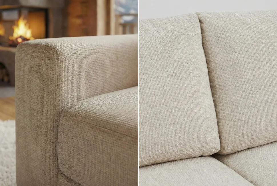 Großes Sofa LOFT 210cm champagner beige Chenille 3-Sitzer Couch Taschenfederkern