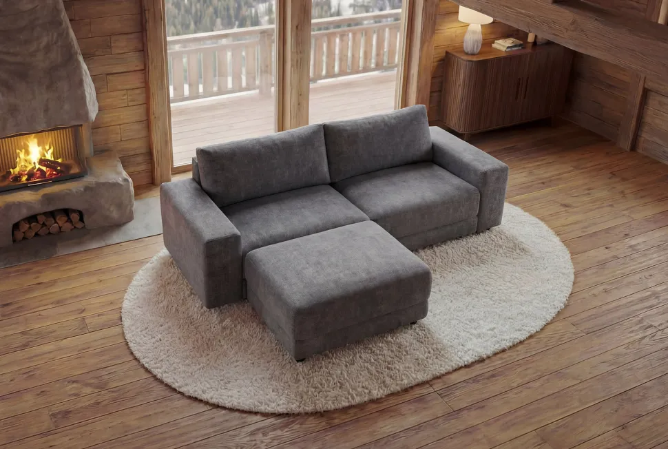 Großes Sofa LOFT 210cm grau Vogue Velours Samt 3-Sitzer Couch Taschenfederkern