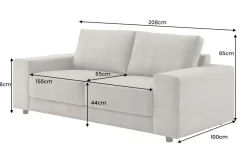 Großes Sofa LOFT 210cm taupe Vogue Velours Samt 3-Sitzer Couch Taschenfederkern
