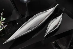 Handgearbeitete Deko Schale SILVER LEAF 40cm silber Aluminium