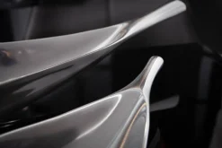 Handgearbeitete Deko Schale SILVER LEAF 80cm silber Aluminium