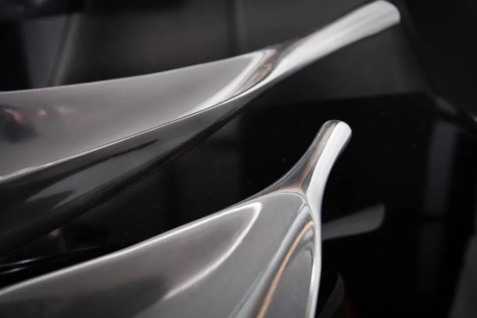 Handgearbeitete Deko Schale SILVER LEAF 80cm silber Aluminium