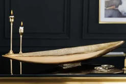 Handgearbeitete Deko Schale GOLD LEAF 80cm antik gold Aluminium