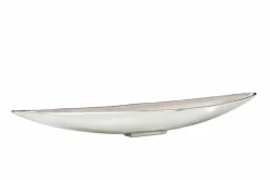Handgearbeitete Deko Schale SILVER LEAF 80cm silber Aluminium