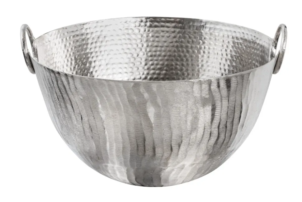 Handgearbeitete Deko Schale ORIENT 40cm silber Metall Hammerschlag Design