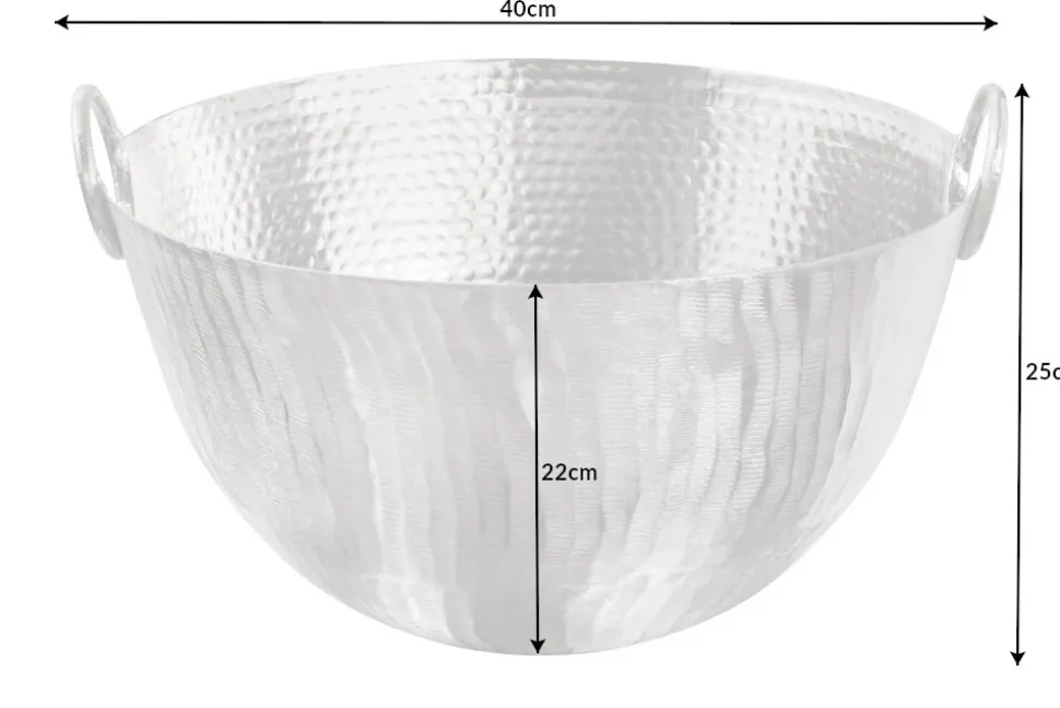 Handgearbeitete Deko Schale ORIENT 40cm silber Metall Hammerschlag Design