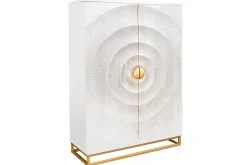 Handgearbeiteter Barschrank GOLDEN SUNSET 140cm weiß gold Mangoholz massiv