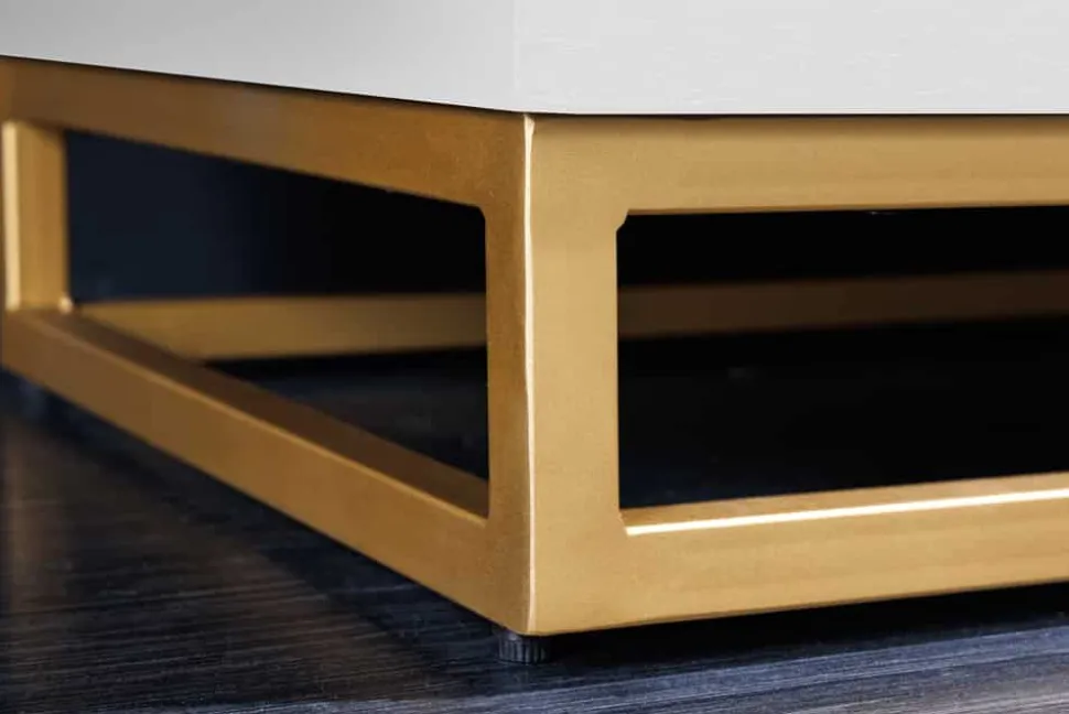 Handgearbeiteter Barschrank GOLDEN SUNSET 140cm weiß gold Mangoholz massiv
