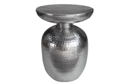 Handgearbeiteter Beistelltisch ORIENT 50cm silber Metall Hammerschlag Design rund