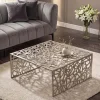 Handgearbeiteter Couchtisch ABSTRACT 60cm Alu silberfarbig im Gap Design