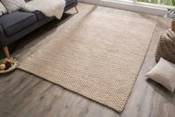 Handgearbeiteter Teppich WOOL 240x160cm beige aus Wolle