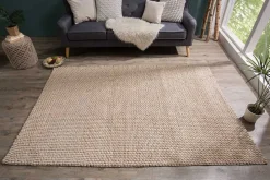 Handgearbeiteter Teppich WOOL 240x160cm beige aus Wolle