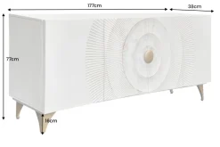 Handgearbeitetes Sideboard GOLDEN SUNSET 180cm weiß gold Mangoholz Metallbeine