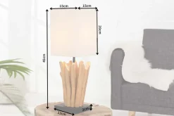 Handgearbeitete Treibholz Tischleuchte EUPHORIA 45cm beige mit Leinenschirm