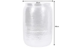 Handgefertigter Beistelltisch ORIENT STORAGE 50cm silber Hammerschlag Design mit Stauraum rund