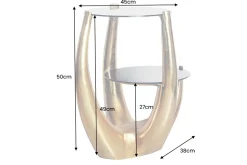 Handgefertigter Beistelltisch LEVELS 50cm gold antik Schwarzglas schwarz Metall