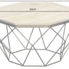 Handgefertigter Couchtisch DIAMOND 70cm beige Travertin messing Eisen