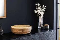 Handgefertigte Schale PURE NATURE 40cm natur Mangoholz rund mit Deckel Schmuck-Dose