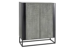 Handgefertigtes Highboard CROCO 120cm grau schwarz Mangoholz massiv 3D-Design