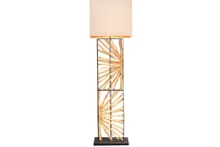 Handgefertigte Stehlampe EUPHORIA 165cm natur Longanholz beige mit Lampenschirm