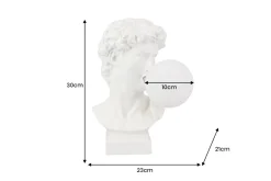 Handgefertigte Tischlampe DAVID 30cm weiß Büste mit Lampenkugel